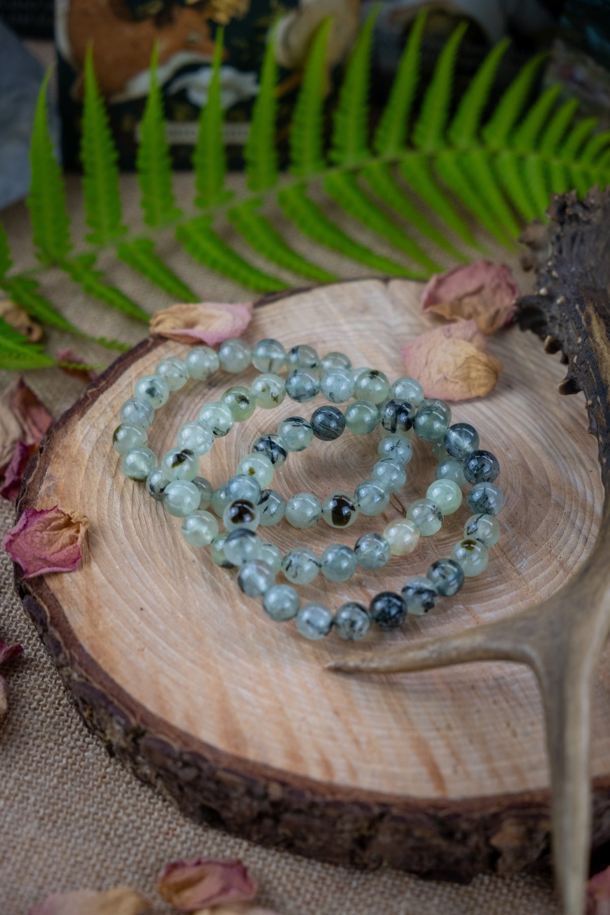 Prehnite Crystal Bracelet, Crystal for inner peace, calm, anxiety and depression