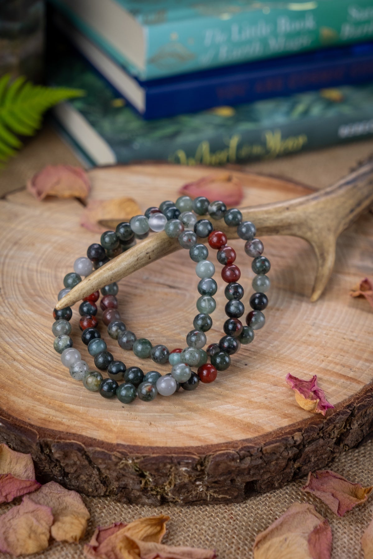 Bloodstone crystal bracelet, Crystal for Courage & Strength, Immune boosting, Blood cleansing, Healing crystal