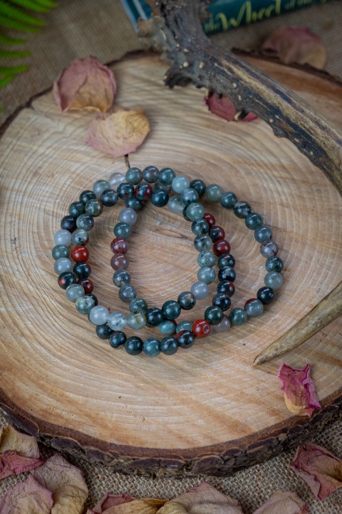 Bloodstone crystal bracelet, Crystal for Courage & Strength, Immune boosting, Blood cleansing, Healing crystal