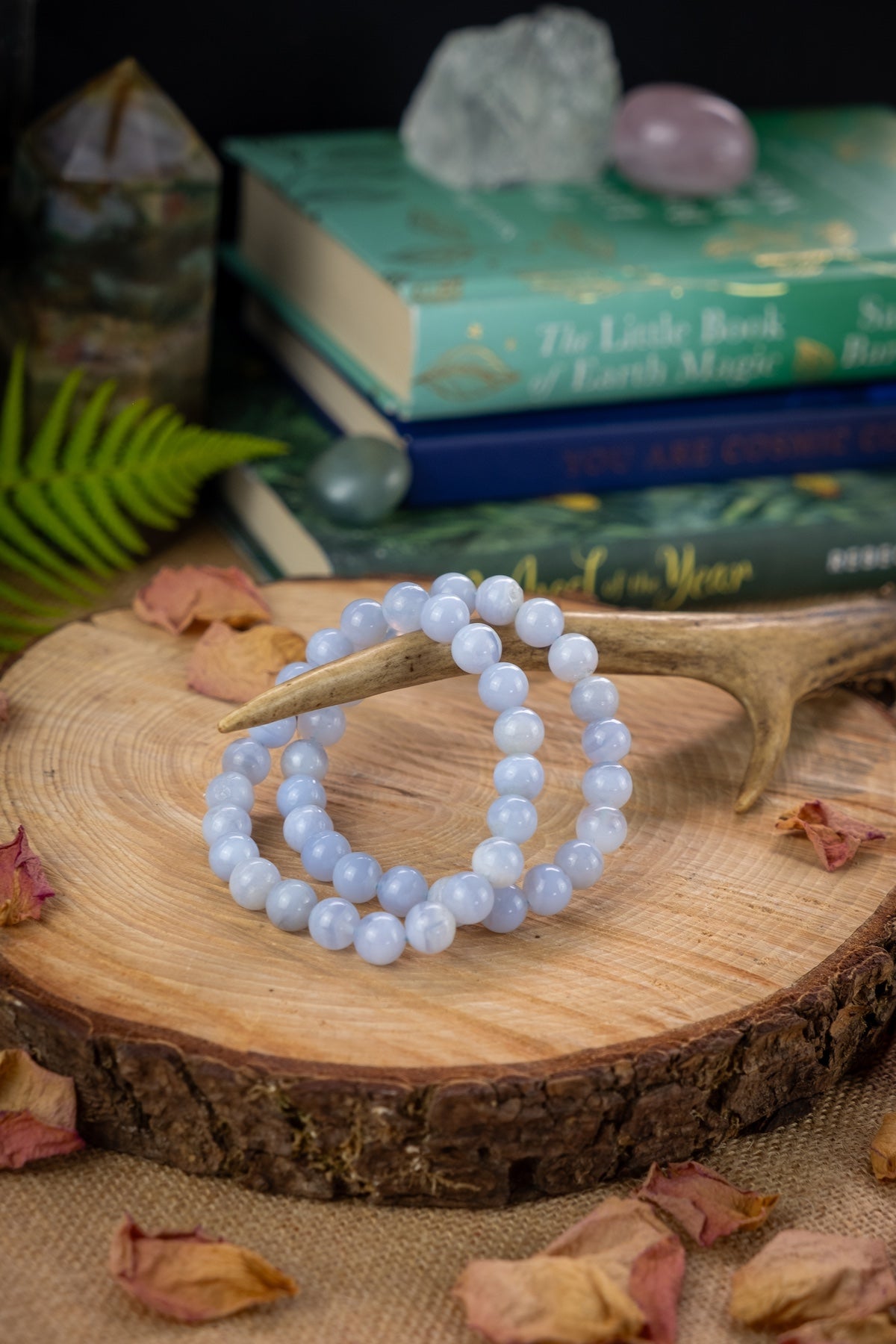 Blue lace agate crystal bracelet, Soothing stone, perfect for stress and overwhelm.