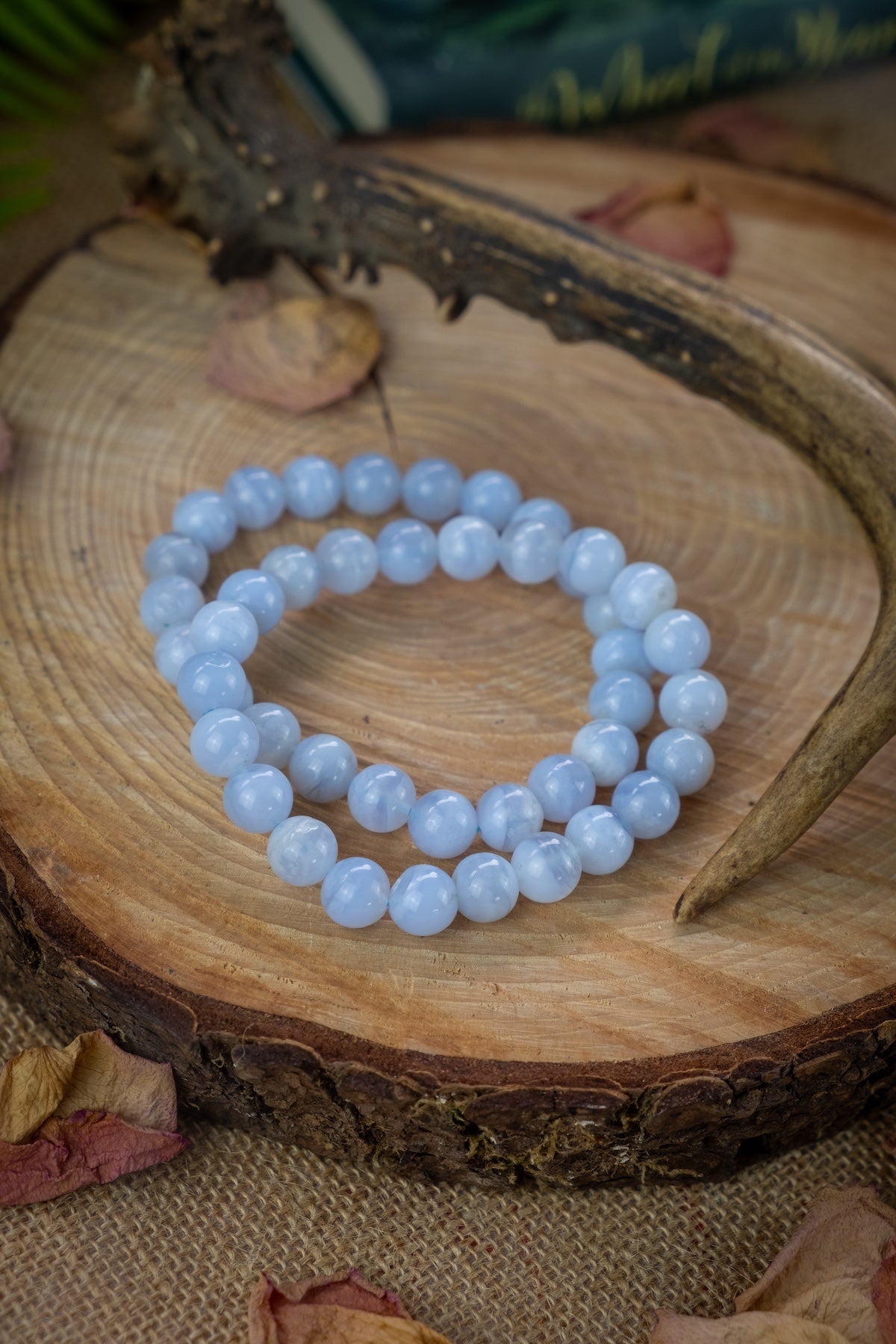 Blue lace agate crystal bracelet, Soothing stone, perfect for stress and overwhelm.