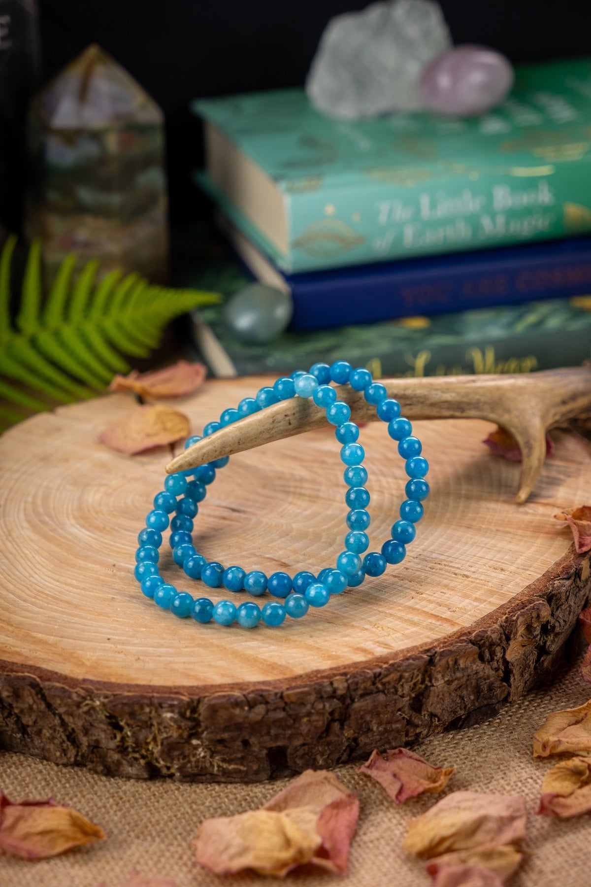 Apatite crystal bracelet, Cleanse aura, Promotes harmony.