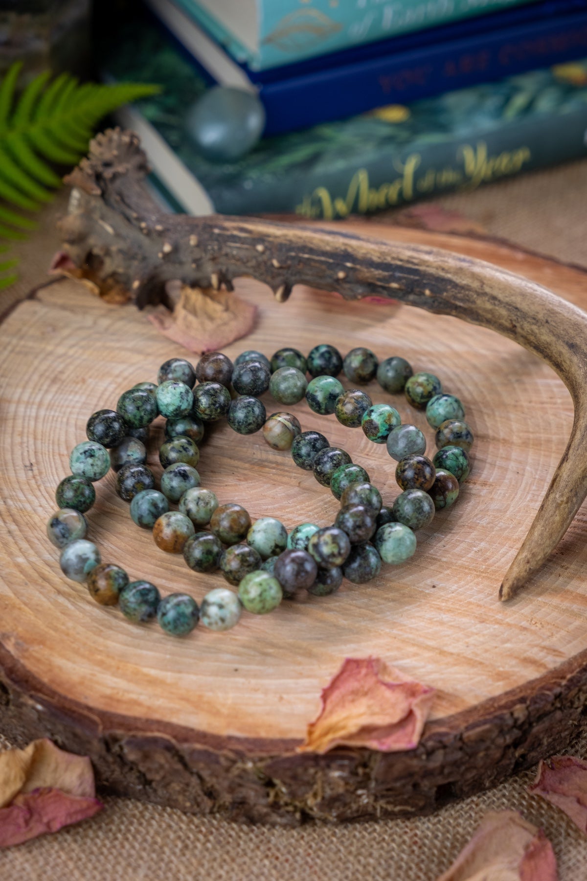 African Turquoise Crystal Bracelet, 8mm bead, Jasper bracelet, Crystal for good luck and prosperity, Healing crystal.
