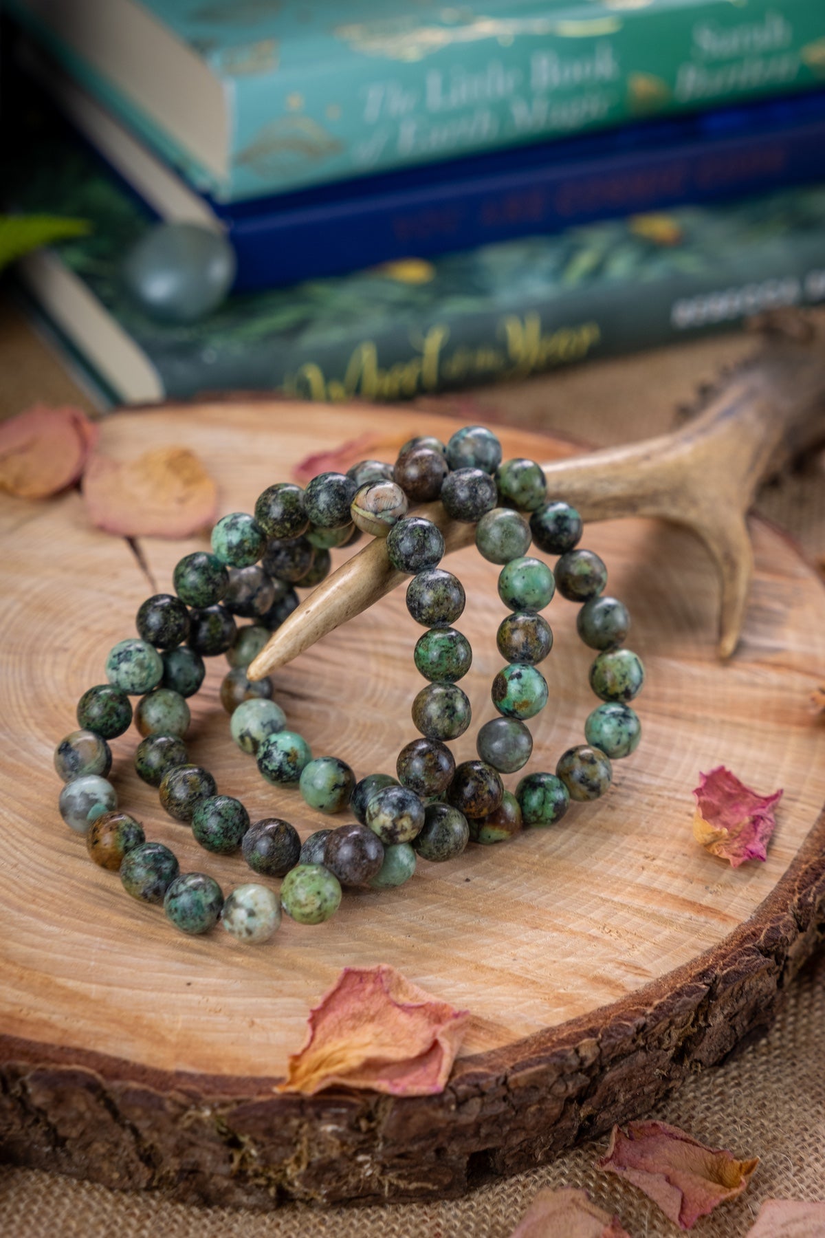 African Turquoise Crystal Bracelet, 8mm bead, Jasper bracelet, Crystal for good luck and prosperity, Healing crystal.
