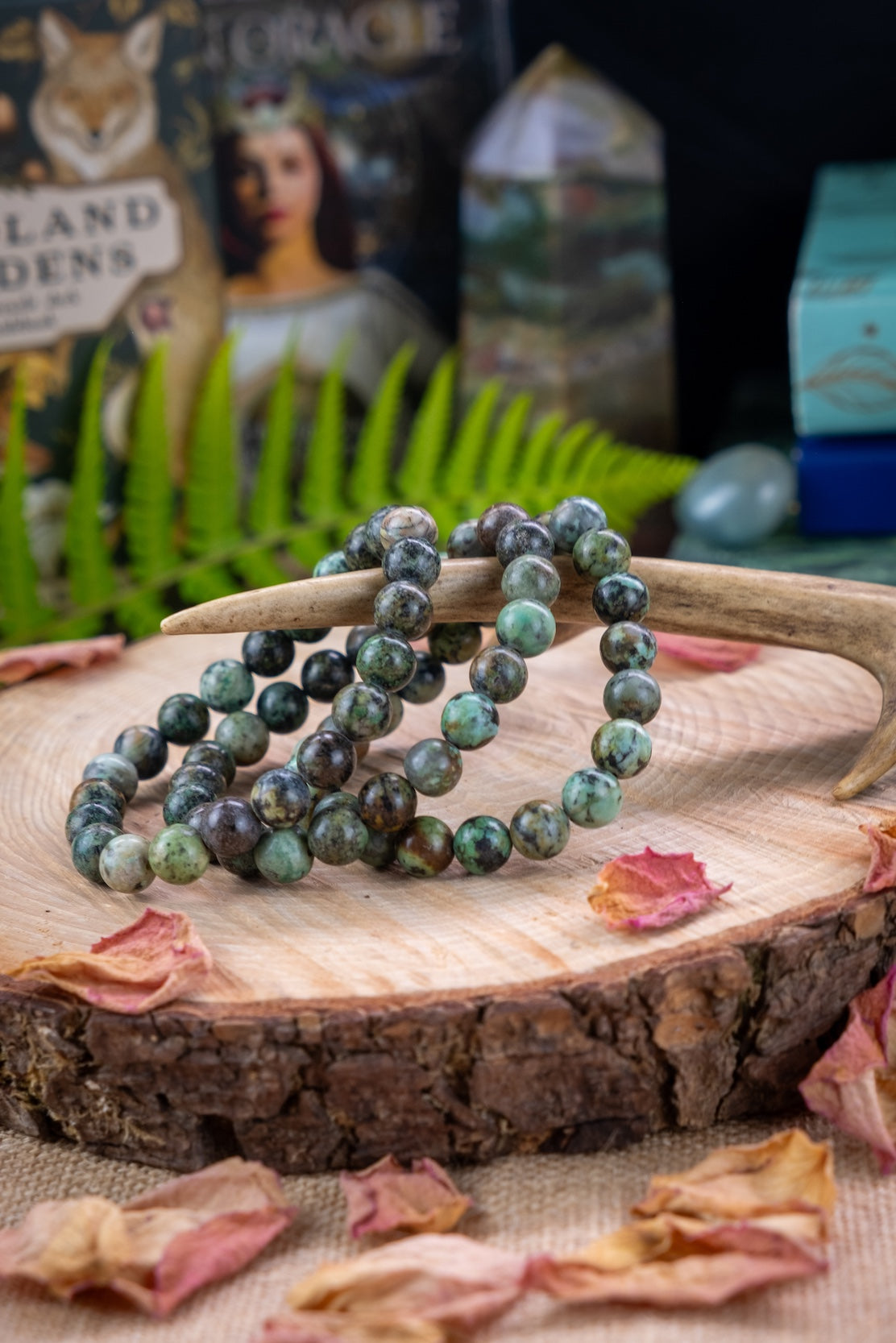 African Turquoise Crystal Bracelet, 8mm bead, Jasper bracelet, Crystal for good luck and prosperity, Healing crystal.