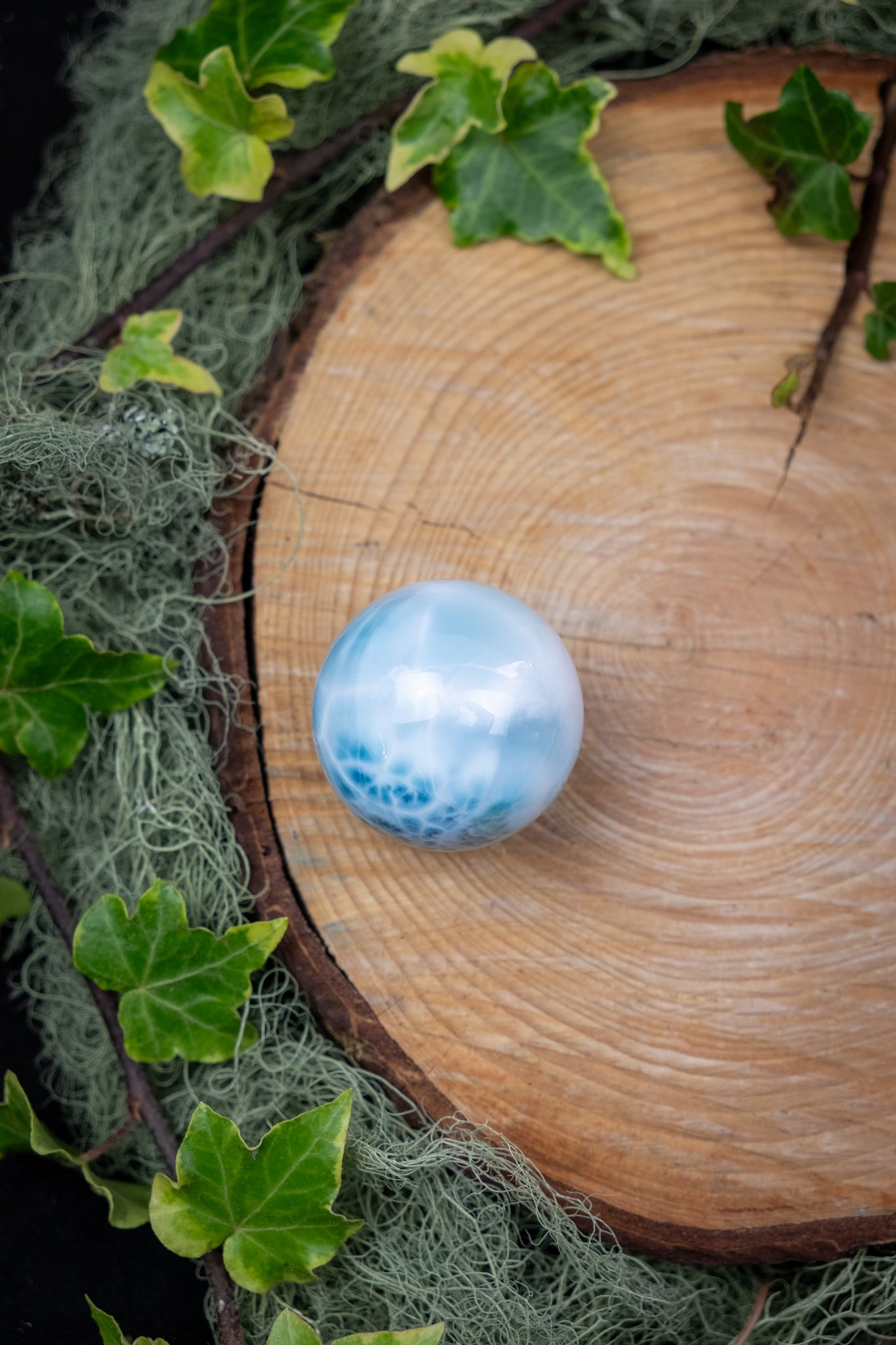 Larimar Sphere High Grade Crystal Stone Gem Genuine Authentic Rare Ethically Sourced Blue Larimar from Dominican Republic for Calm Healing