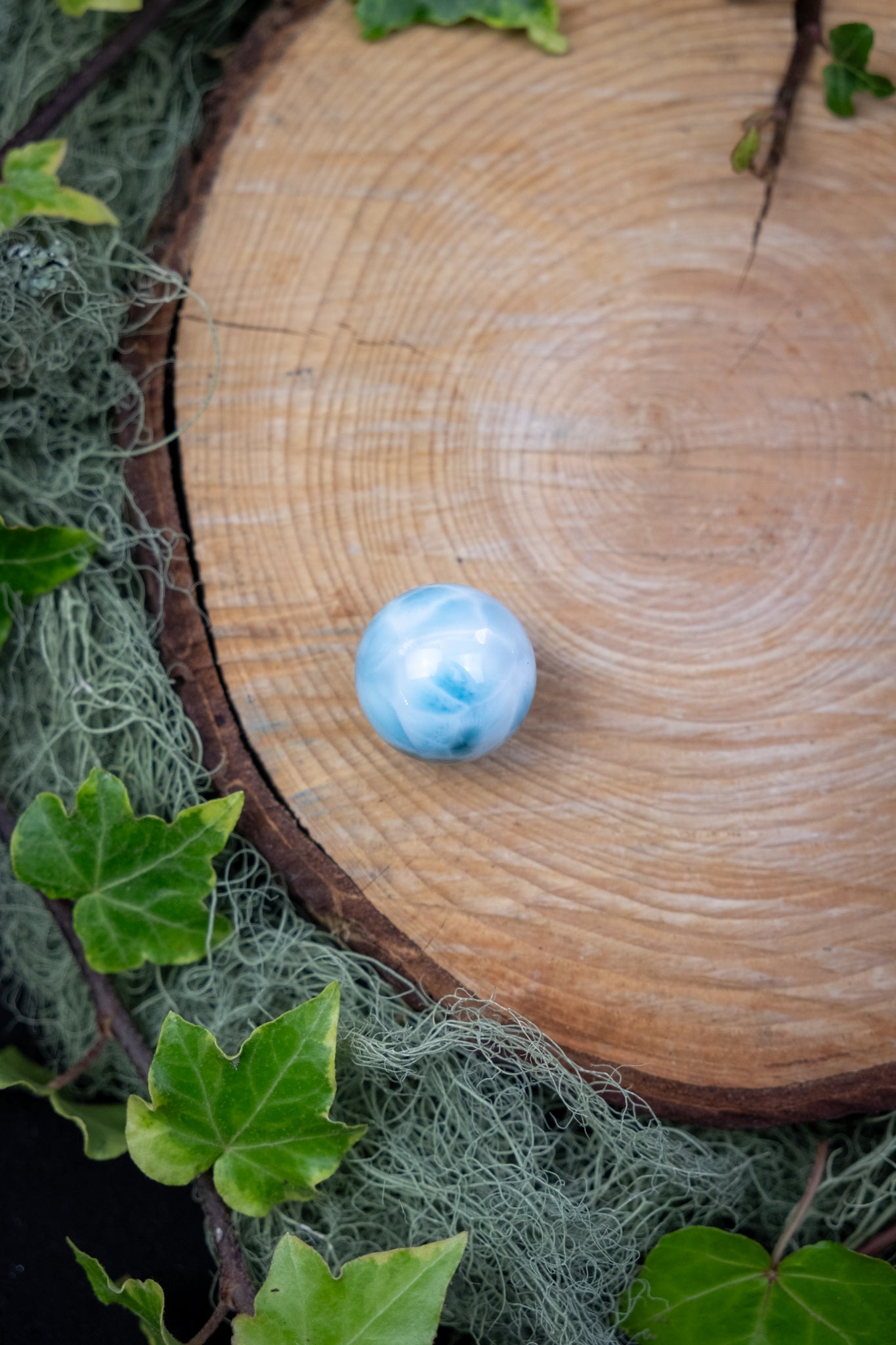 Larimar Sphere High Grade Crystal Stone Gem Genuine Authentic Rare Ethically Sourced Blue Larimar from Dominican Republic for Calm Healing