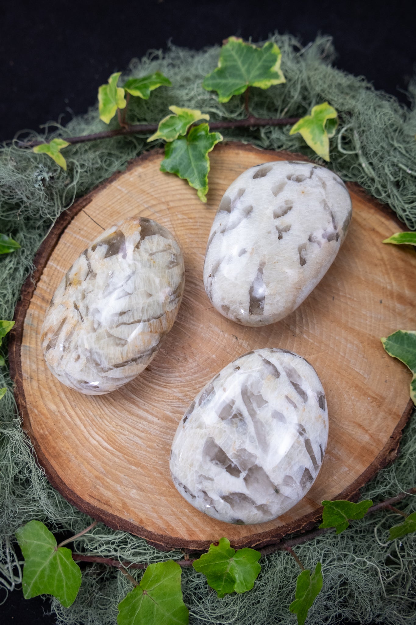 Rare Moonstone Palm Stone, Smokey Quartz Palm Stone from Madagascar, High Grade Healing Crystal Gem for Intuition Clarity Balance