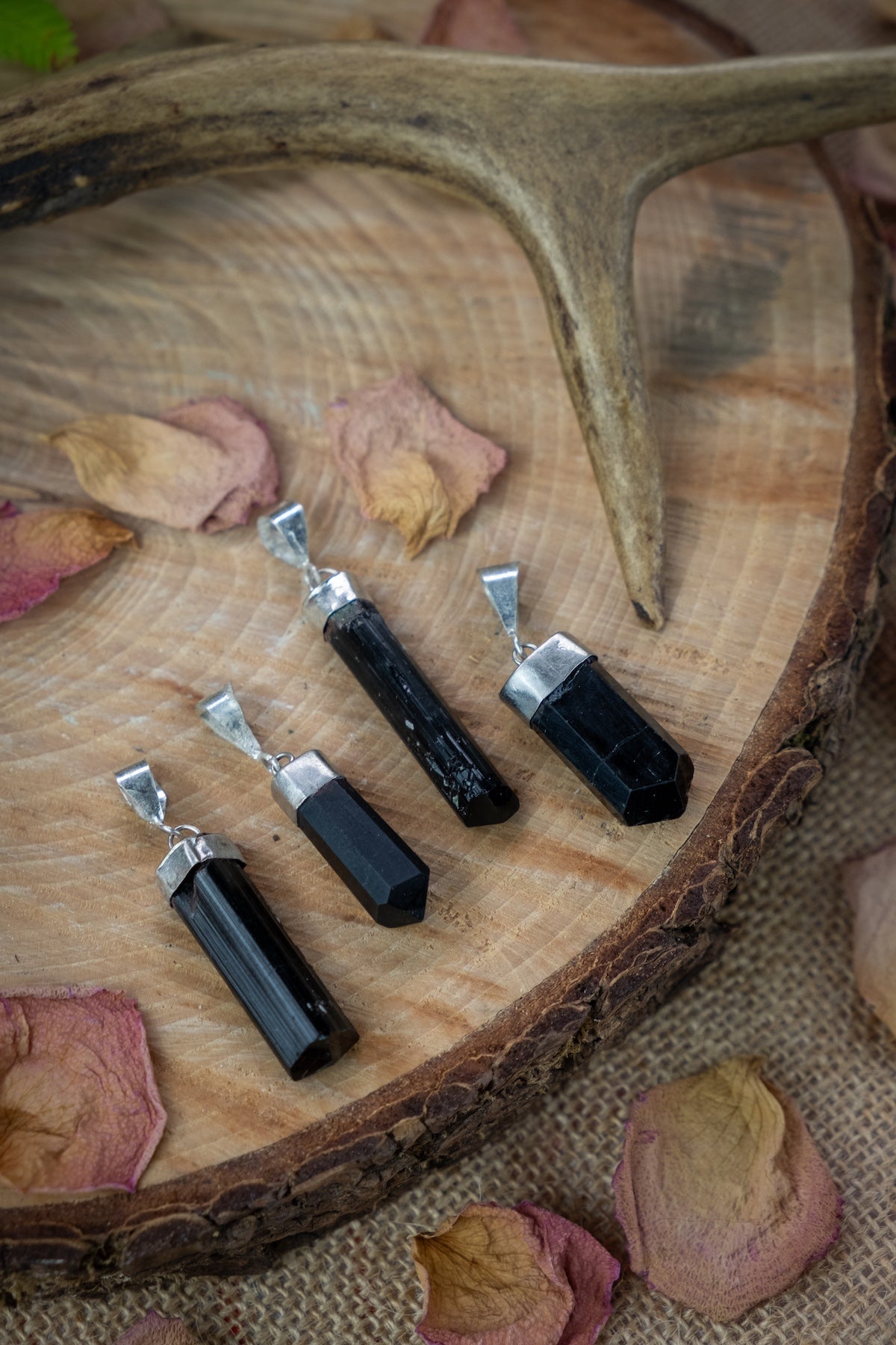 Black Tourmaline crystal pendant.