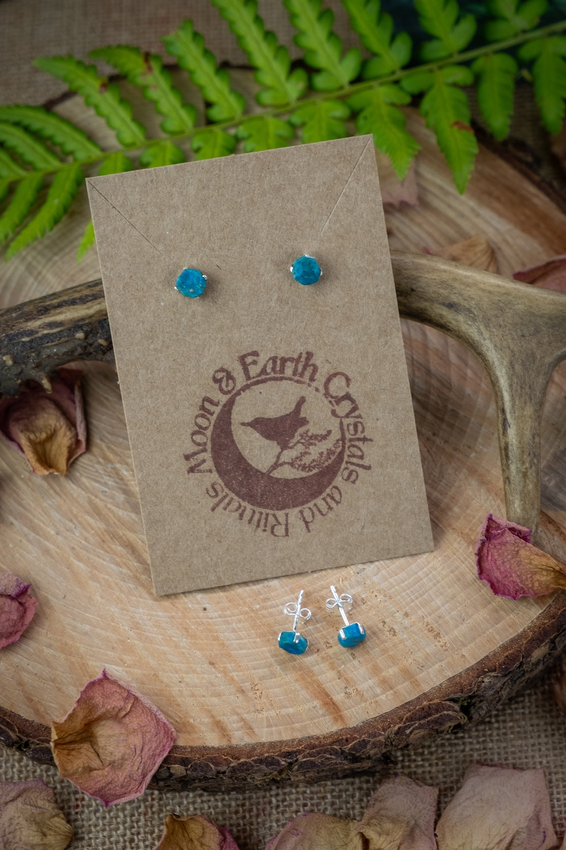 Peruvian Blue Opal Sterling Silver Stud Earrings