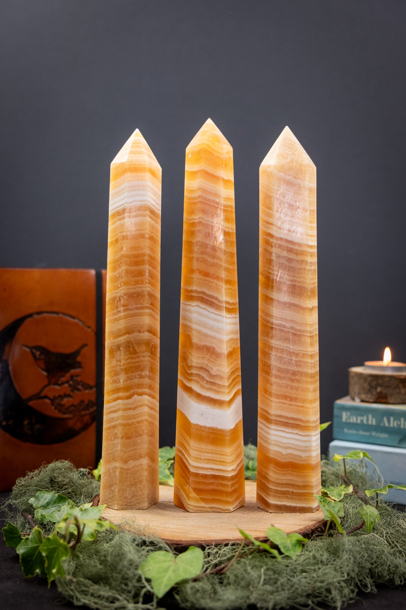 Large Orange Calcite Point Crystal, High Grade Uplifting Stone for Creativity Energy Clearing and Emotional Balance
