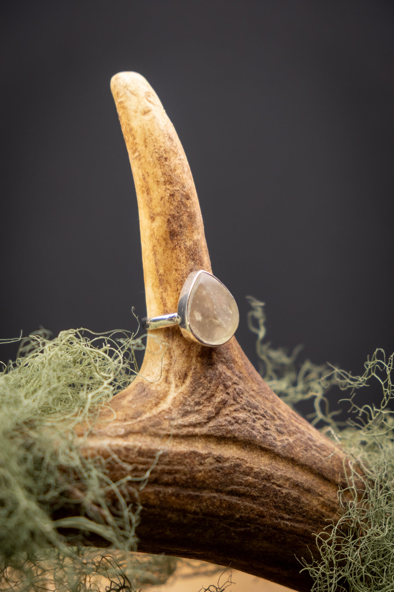 Rare Libyan Desert Glass Ring, Sterling Silver Crystal Ring, High Grade Yellow Tektite Gem Stone Jewellery, One of a Kind Size T