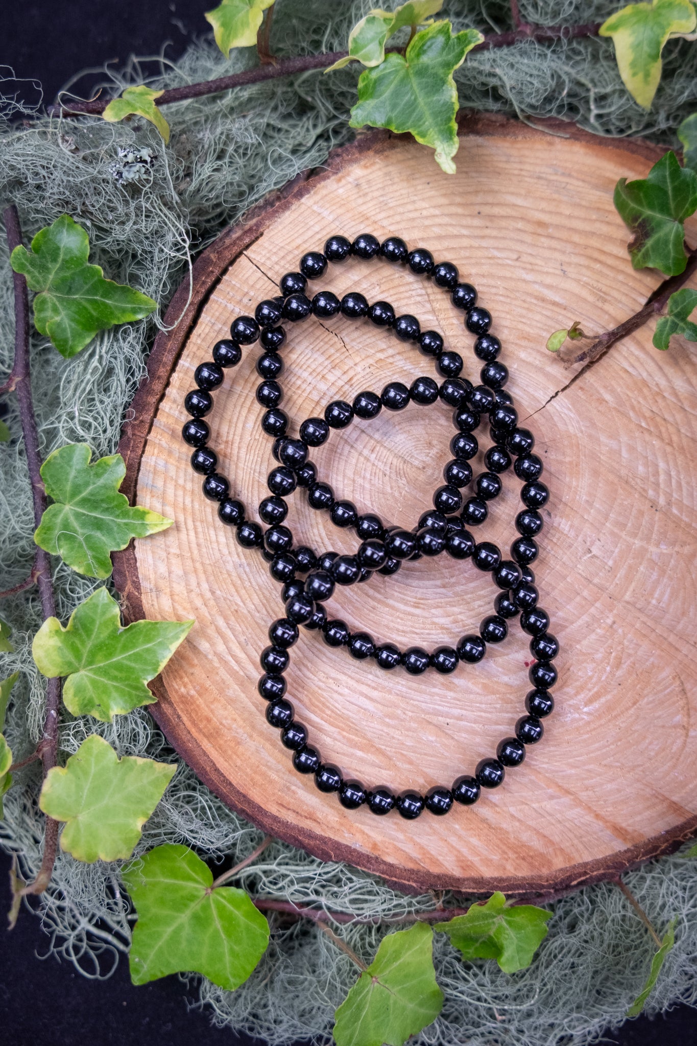 Black Tourmaline Crystal Bracelet 6mm, Grounding Protection Stone for Balance, Strength and Energy Shielding