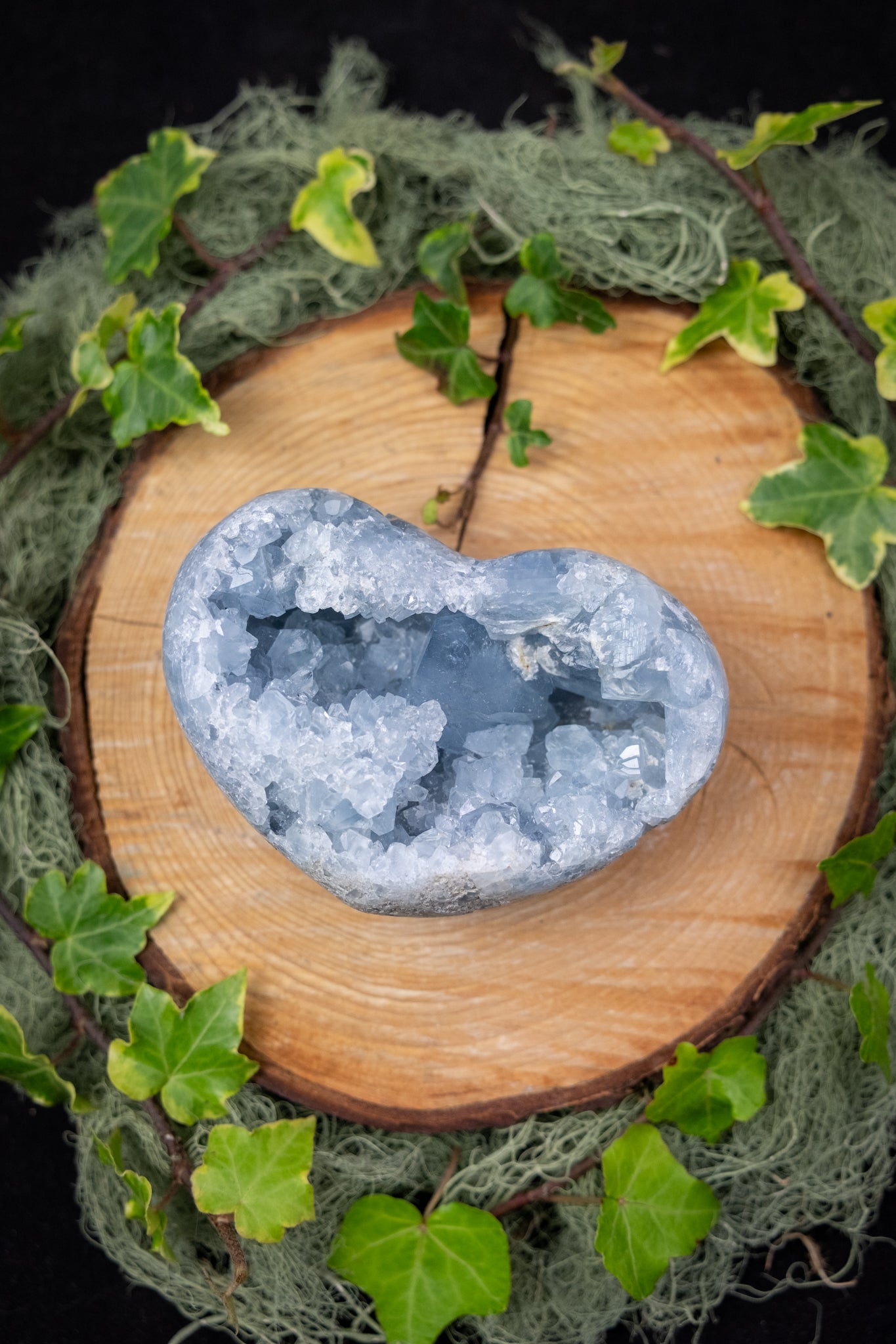 Celestite Crystal Heart, High Grade Polished Celestite Stone for Calm Sleep and Angelic Connection, Ethically Sourced Madagascar
