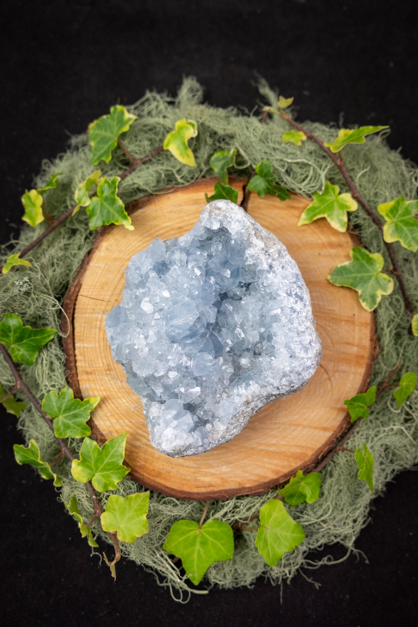 Pale Blue Celestite Crystal Cluster, High Grade Celestine Stone for Calm Sleep Peaceful Energy and Gentle Spiritual Connection, Madagascar