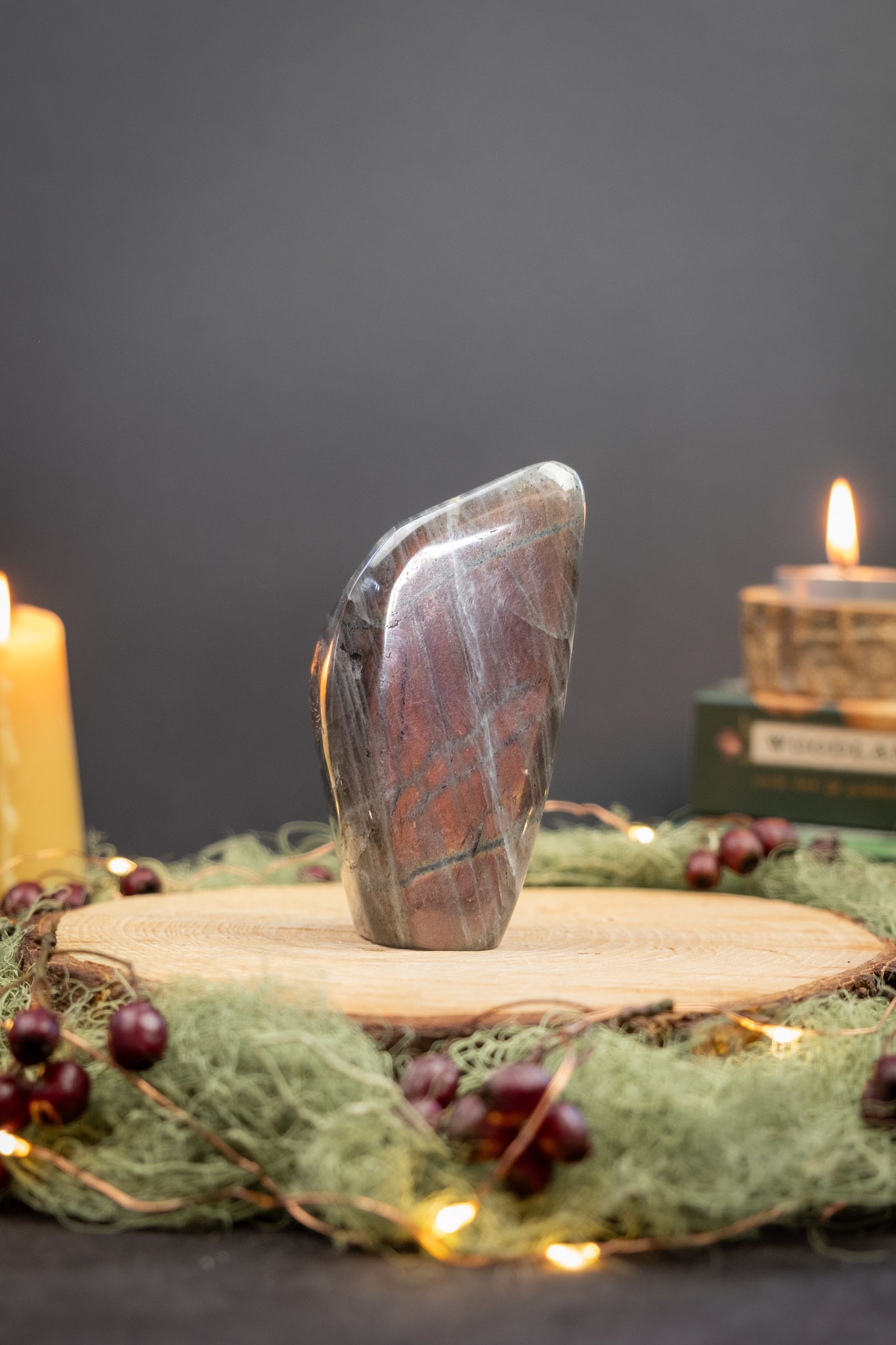 High Grade Sunset Labradorite Polished Stone, Rare Pink Purple Gold Flash, Madagascan Gem for Intuition and Light