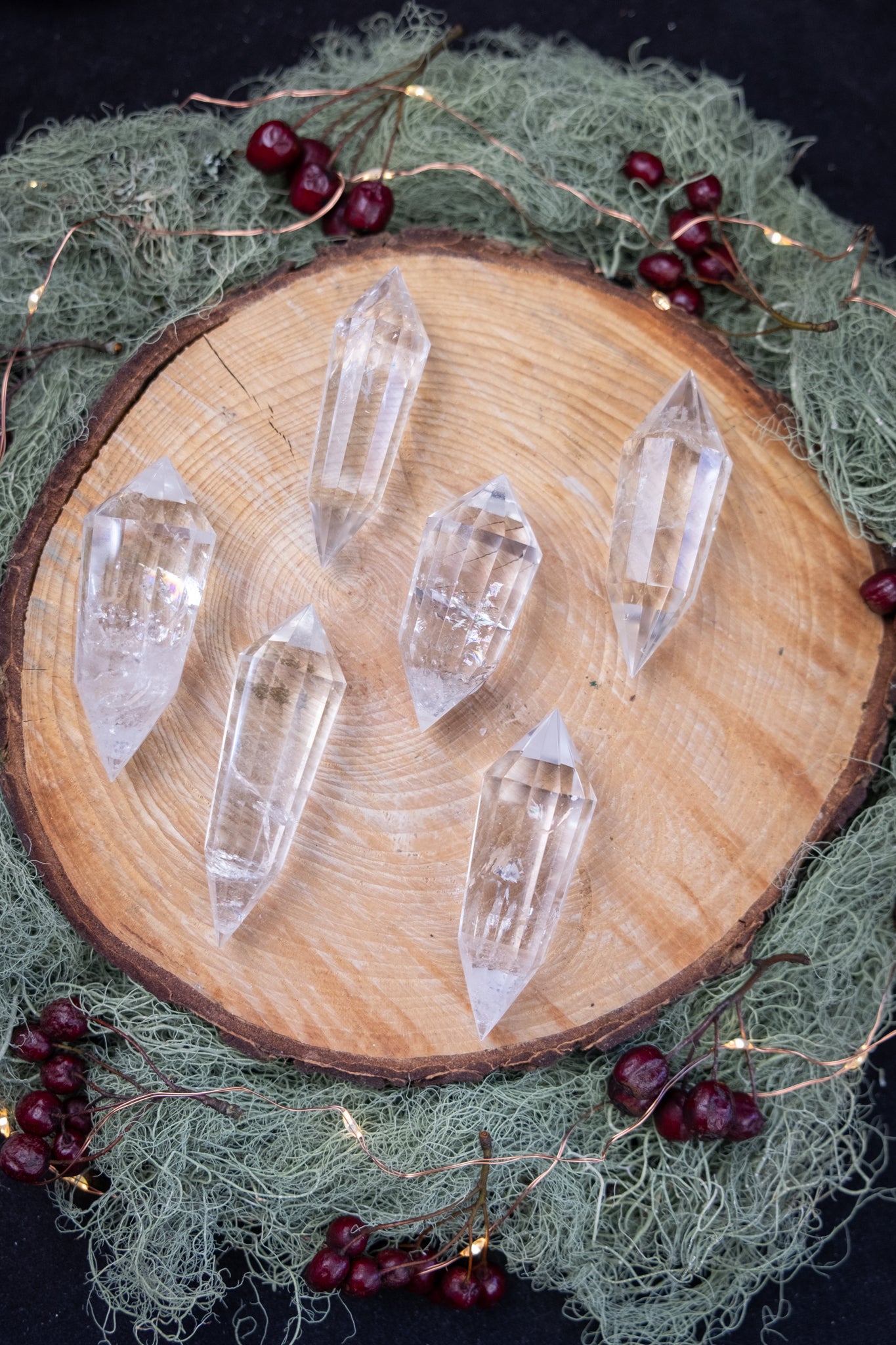12 Sided Vogel Cut Lemurian Quartz DT Crystal, Exceptional Grade Stone with High Clarity Rainbows and Veils