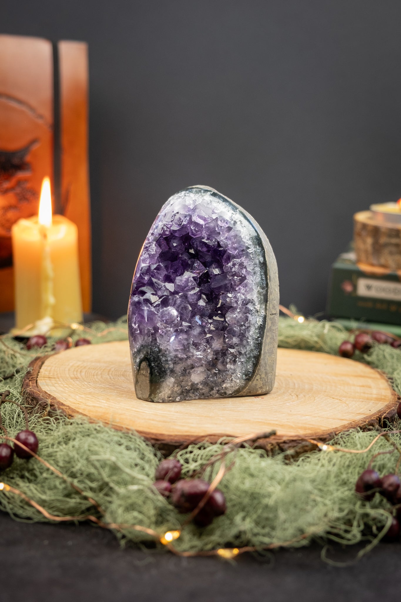 Stunning Deep Purple Amethyst Cluster, Cut Base Crystal from Uruguay, High Grade Amethyst Stone for Calm Protection and Spiritual Clarity