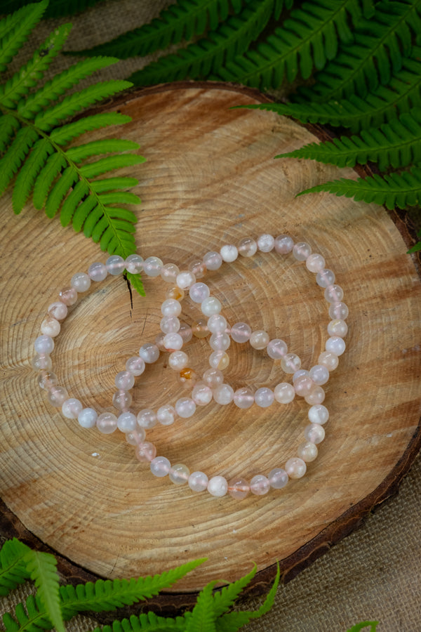 Flower agate crystal bracelet, Crystal for growth, Divine Feminine, Soul Nurturing