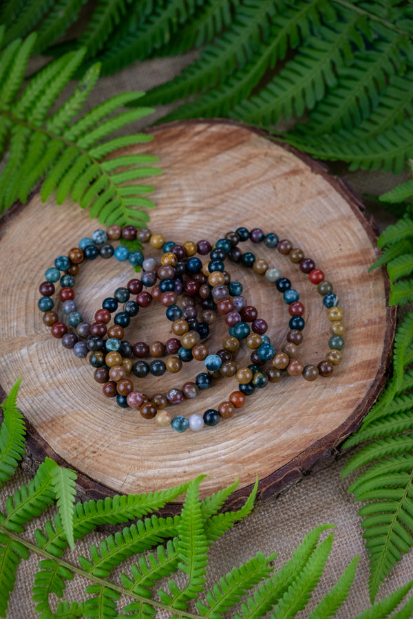 Ocean Jasper crystal bracelet, Jasper gemstone bracelet, Stretch bead bracelet, Crystal to go with the flow, Gemstone for joy.
