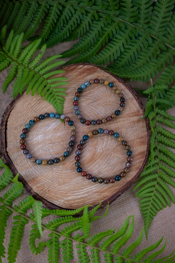 Ocean Jasper crystal bracelet, Jasper gemstone bracelet, Stretch bead bracelet, Crystal to go with the flow, Gemstone for joy.