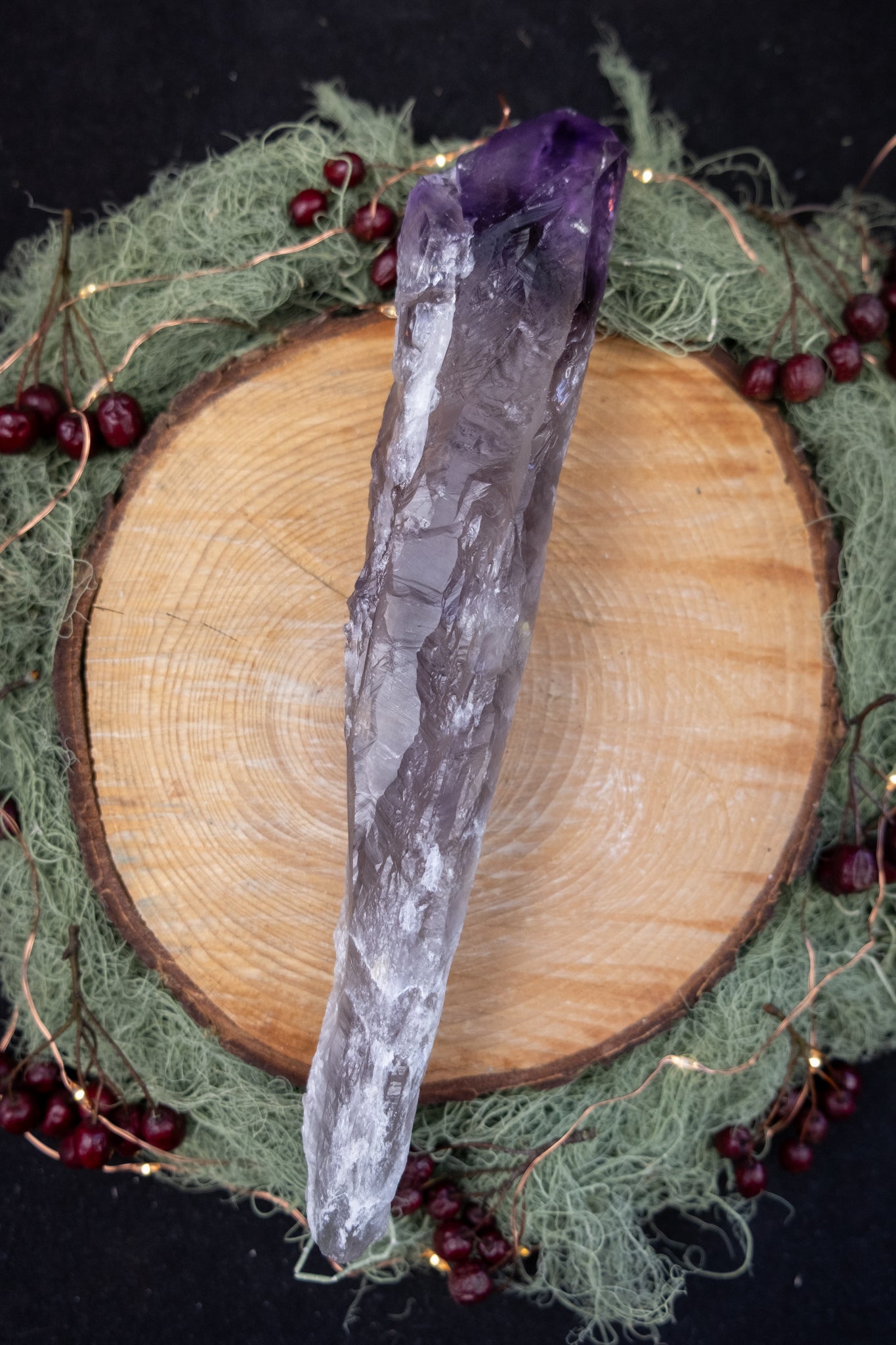 Large Royal Amethyst Sceptre Crystal, High Grade Amethyst Stone Wand, Deep Purple Gem Point with Hematite Inclusions for Healing
