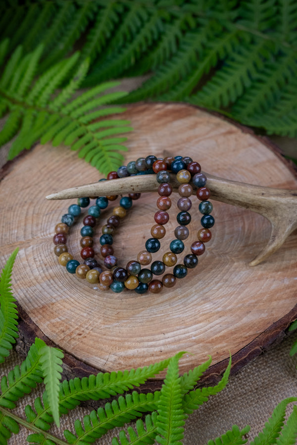 Ocean Jasper crystal bracelet, Jasper gemstone bracelet, Stretch bead bracelet, Crystal to go with the flow, Gemstone for joy.