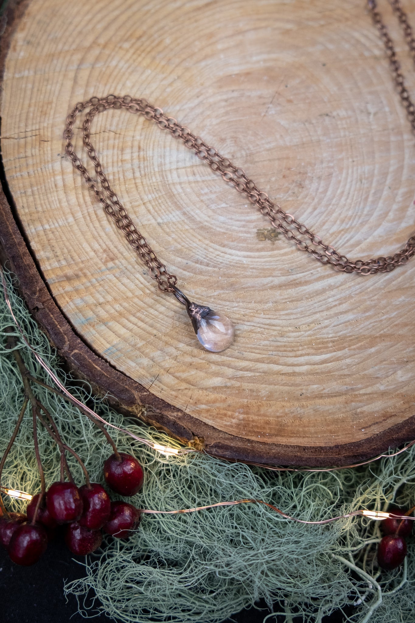 Star Rose Quartz Copper Pendant Necklace, Love and Heart Healing Crystal Stone, Ethically Sourced