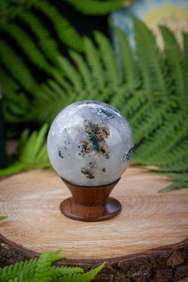 Moss Agate crystal sphere, Grounding crystal, Gaia energy.