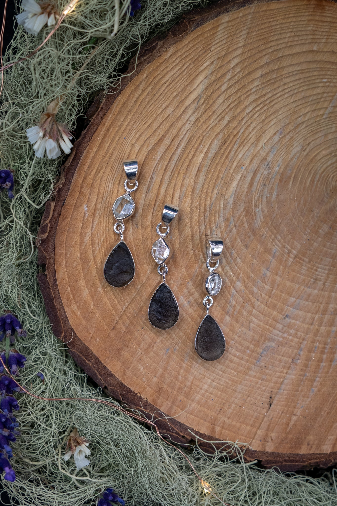 Agni Manitite & Herkimer Diamond Pendant