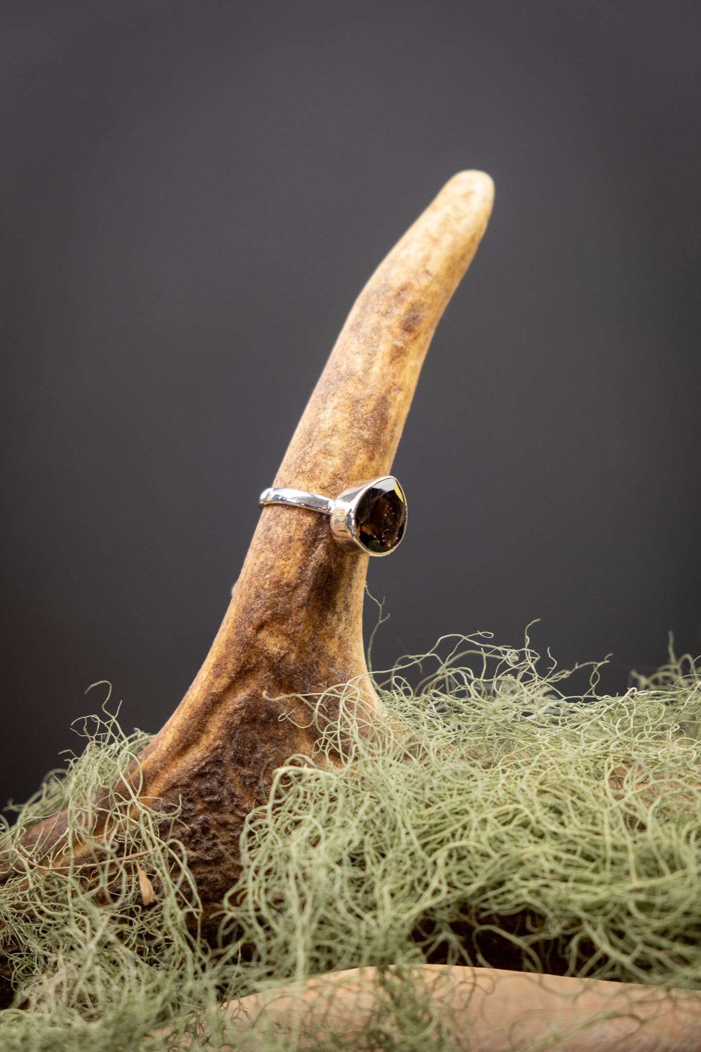 Smokey Quartz Faceted Gemstone Sterling Silver Ring, High Grade Stone for Grounding Protection and Clarity