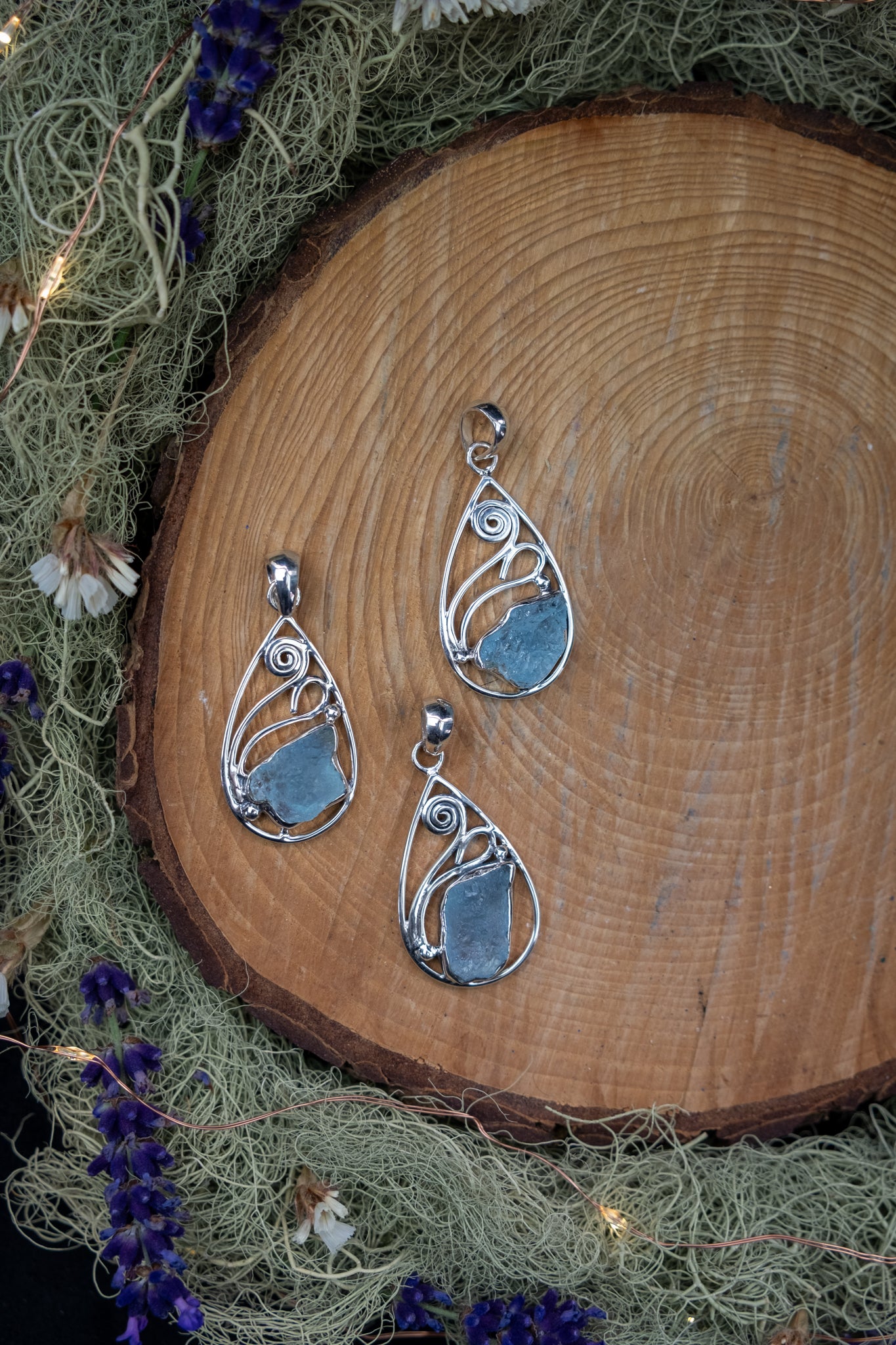 Raw Aquamarine Pendant