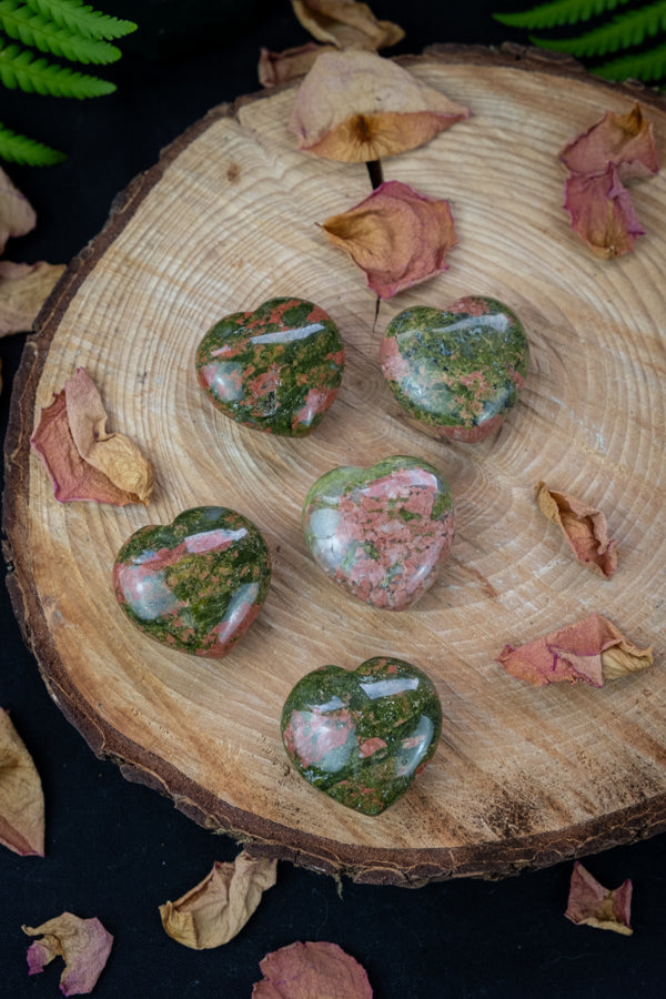 Unakite jasper crystal heart, Heart Healing, Release bad habits & negative emotions, Crystal for Grief.