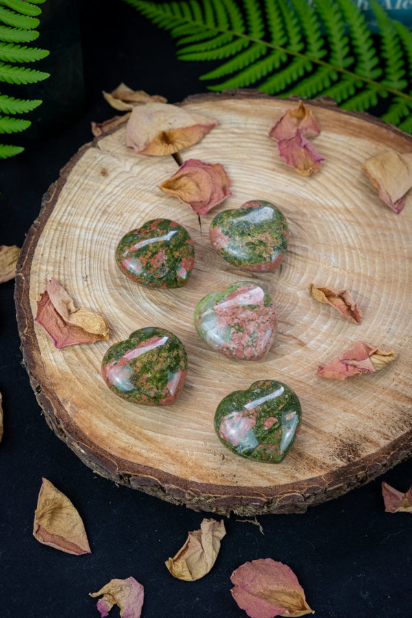 Unakite jasper crystal heart, Heart Healing, Release bad habits & negative emotions, Crystal for Grief.