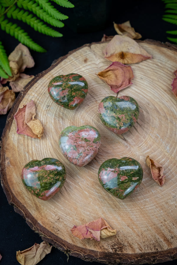 Unakite jasper crystal heart, Heart Healing, Release bad habits & negative emotions, Crystal for Grief.