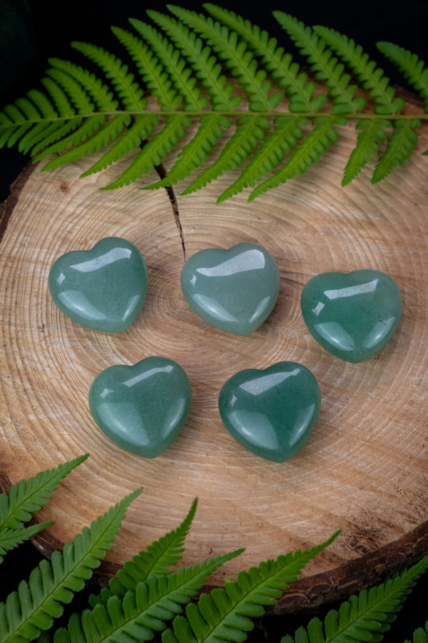 Green Aventurine, Crystal hearts, Crystal for luck, manifestation, abundance.