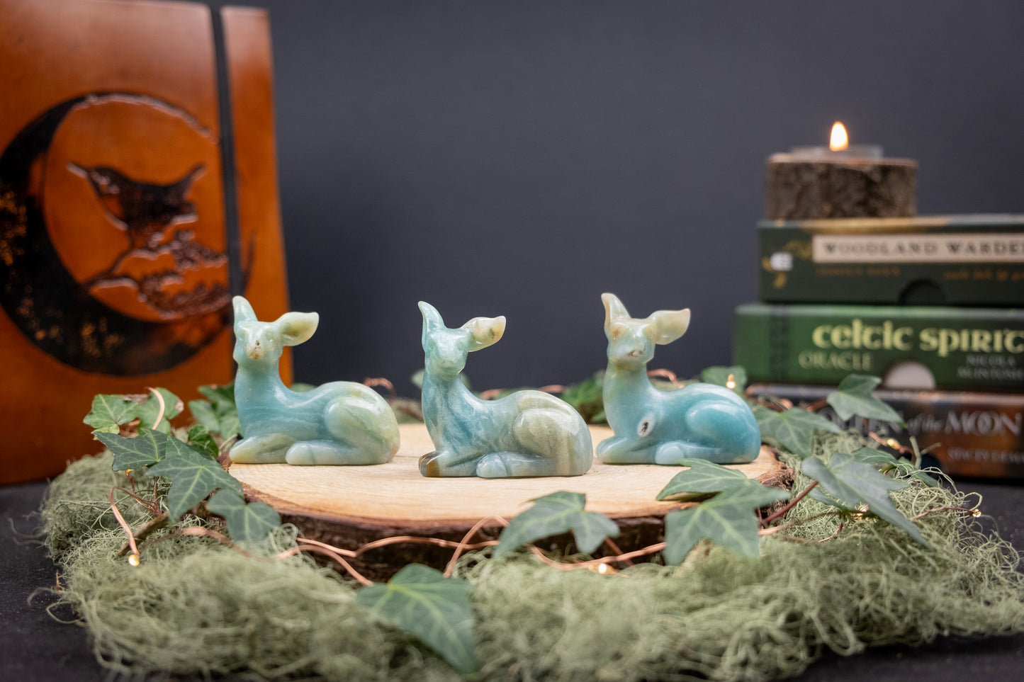 Amazonite Deer Carving, Hand Carved Crystal Animal, Amazonite Stone Talisman of Calm Courage Heart Led Living and Nature Connection
