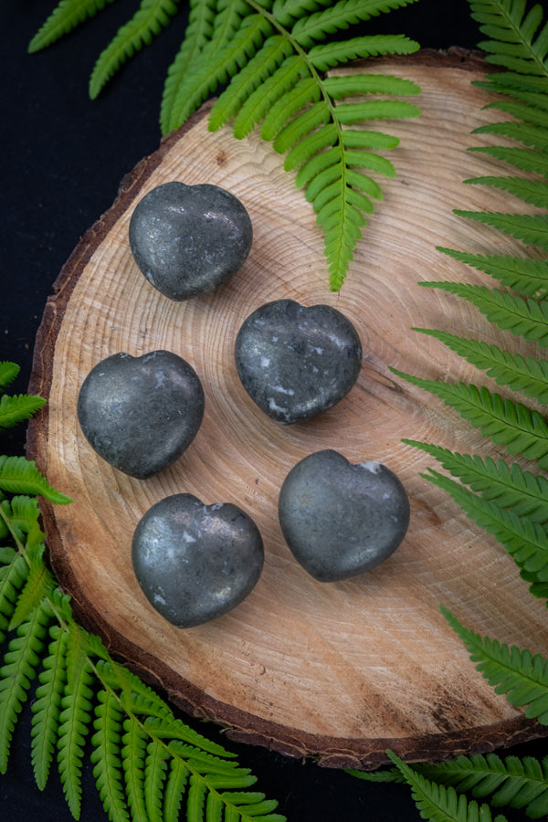 Pyrite Crystal hearts, Crystal for calm, protection, love, action, grounding and positivity