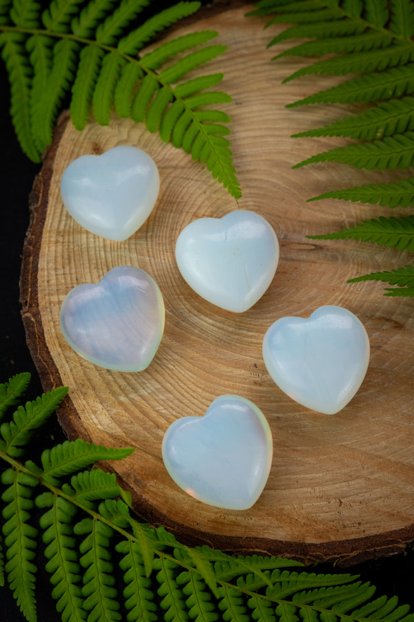 Opalite Crystal heart (man made), Crystal for insight, to heal trauma, peace and calm.