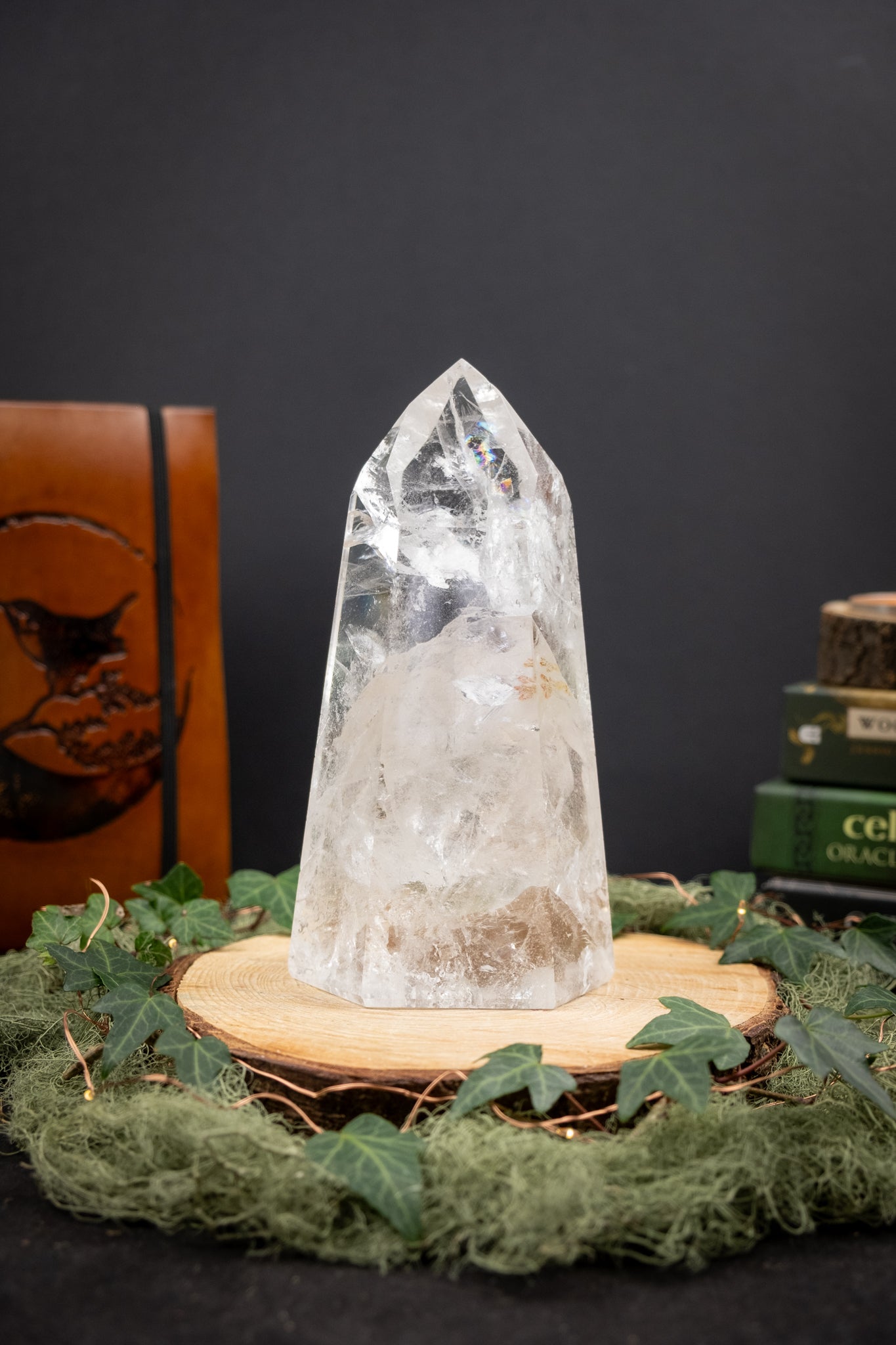 Lemurian Quartz Point, Polished Crystal, Exceptional Clarity, Rainbows, Inclusions, Intuitively Chosen High Vibration Stone