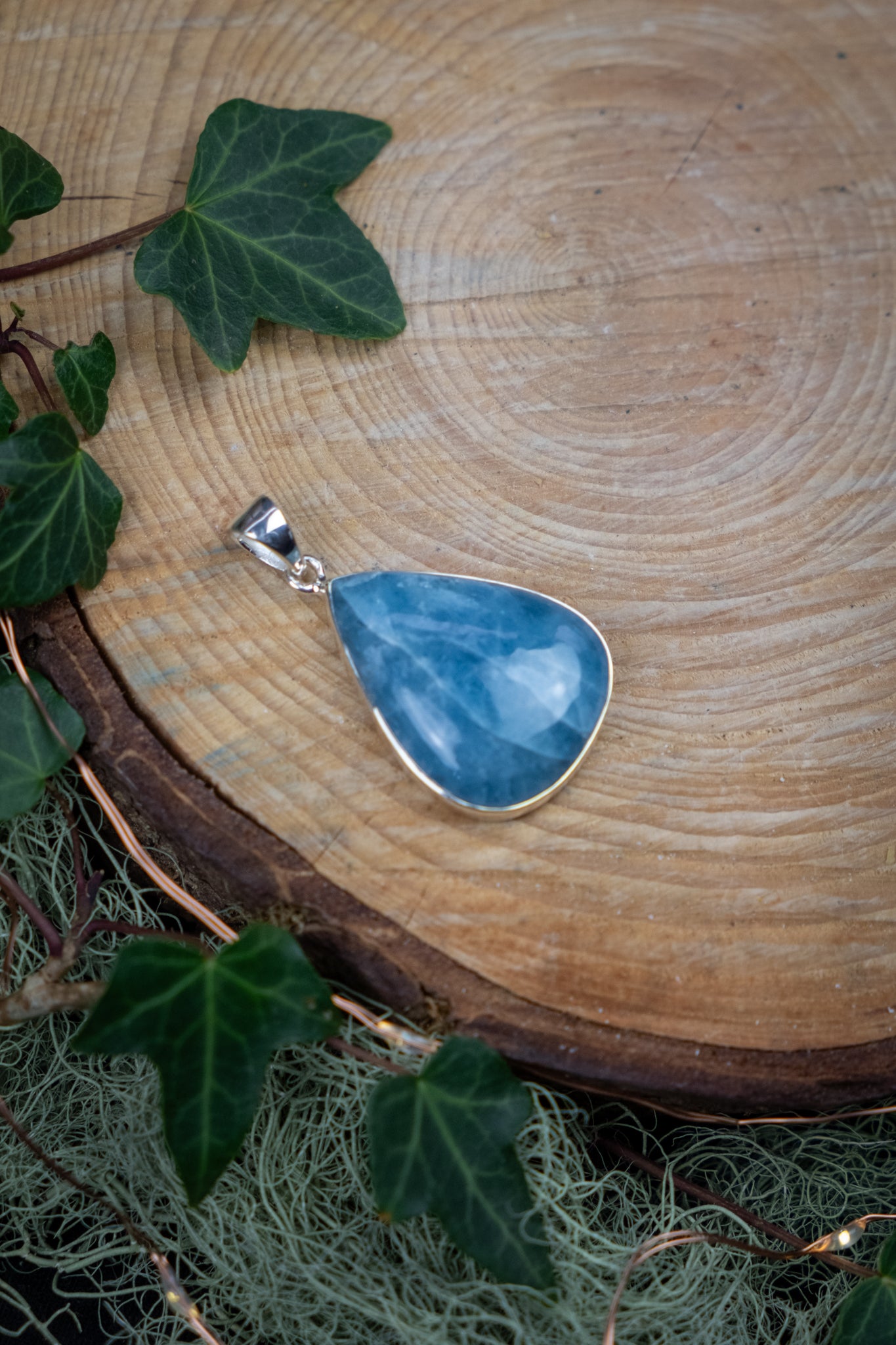 Aquamarine Sterling Silver Pendant, Natural Aquamarine Crystal Necklace, Calming Communication Stone, Ethically Sourced