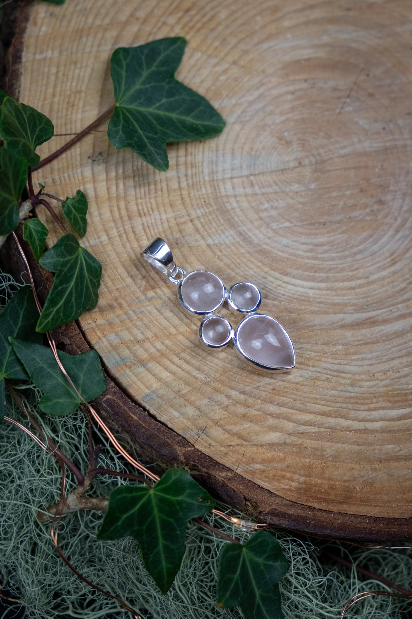 Rose Quartz Sterling Silver Pendant, Crystal Stone for Love and Emotional Healing, Ethically Sourced from Madagascar