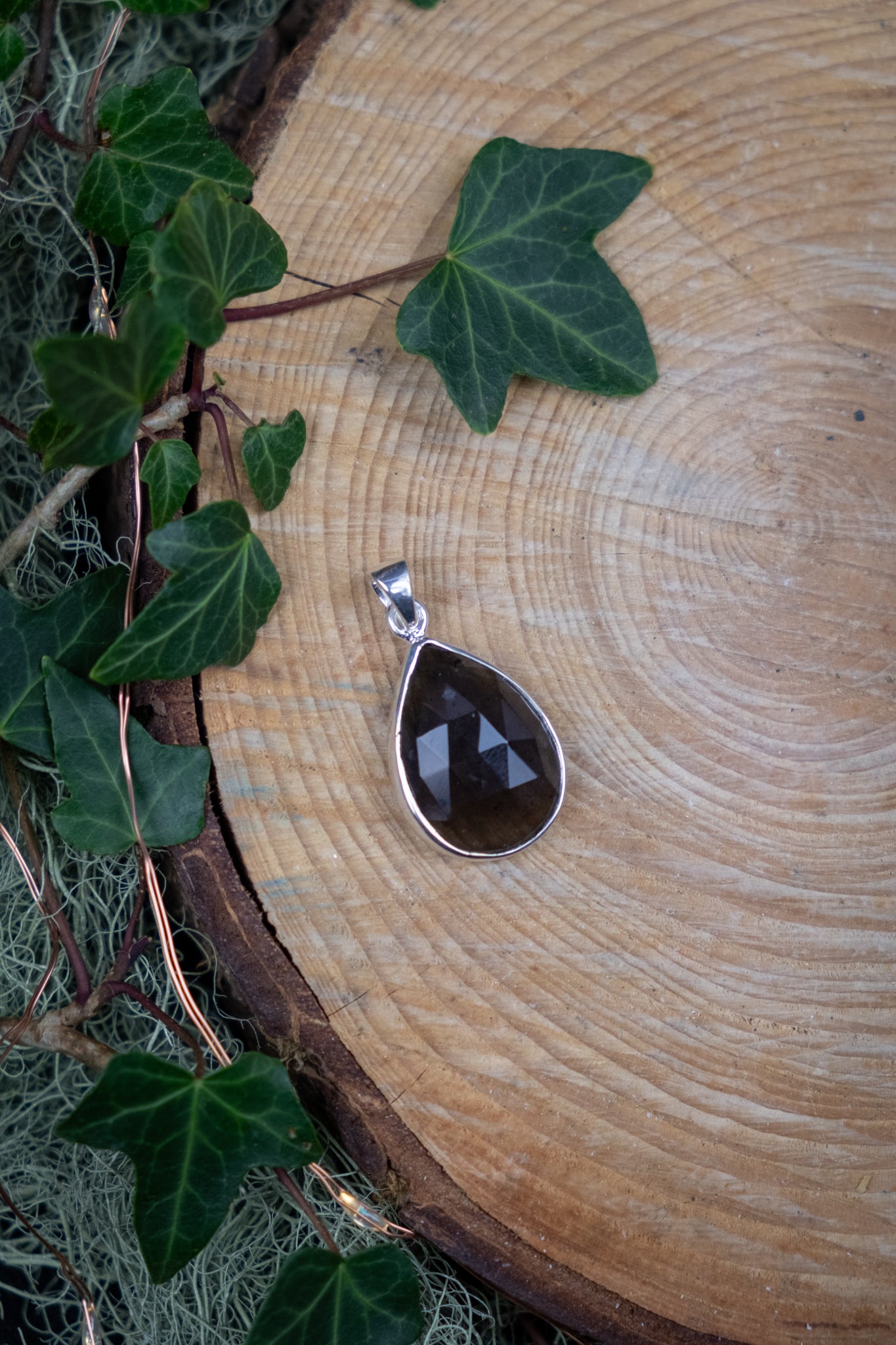 Faceted Agni Mani Pendant in Sterling Silver, Sacred Fire Stone for Grounding Protection and Inner Strength
