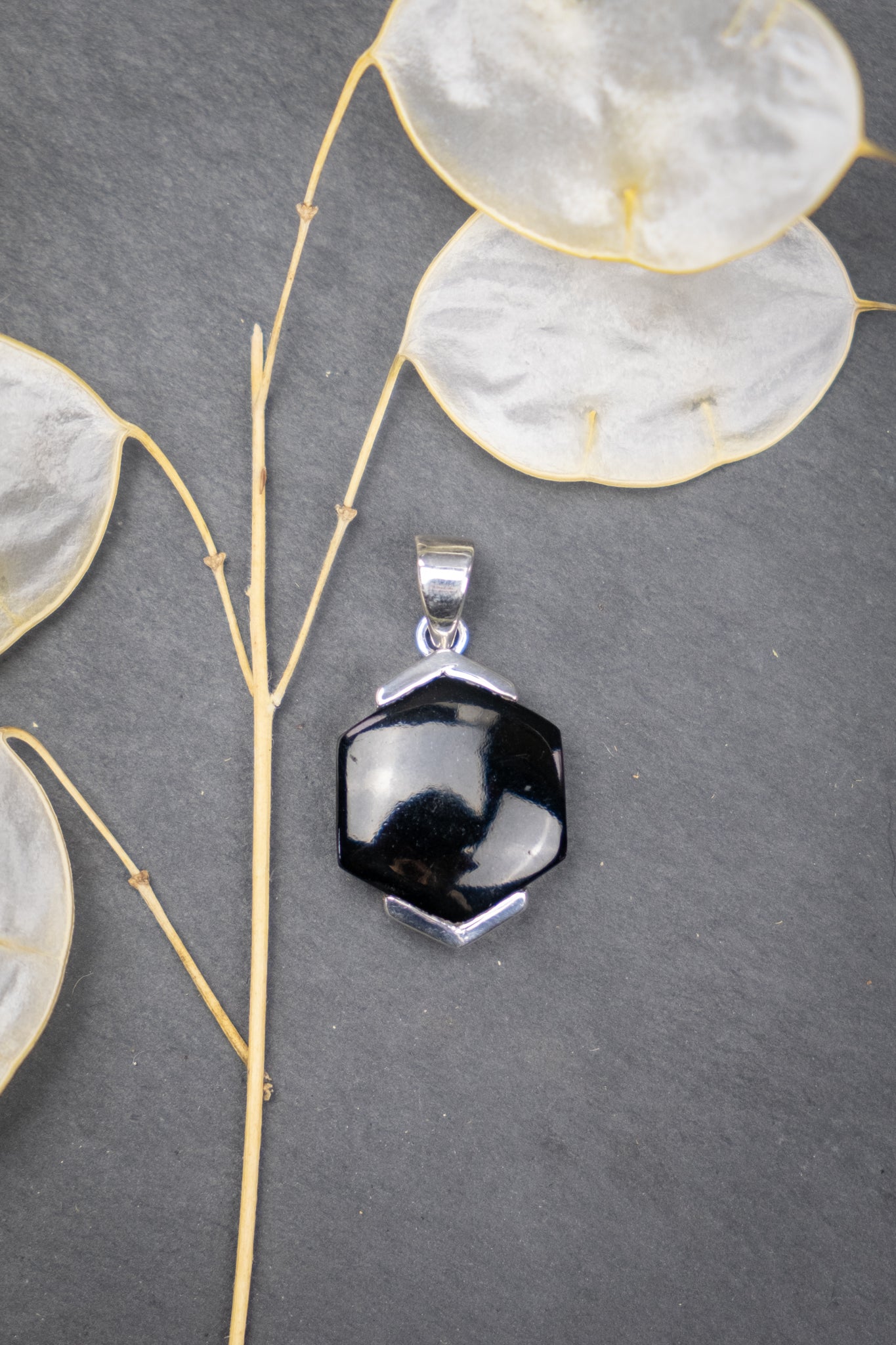 Black Onyx Hexagonal Pendant
