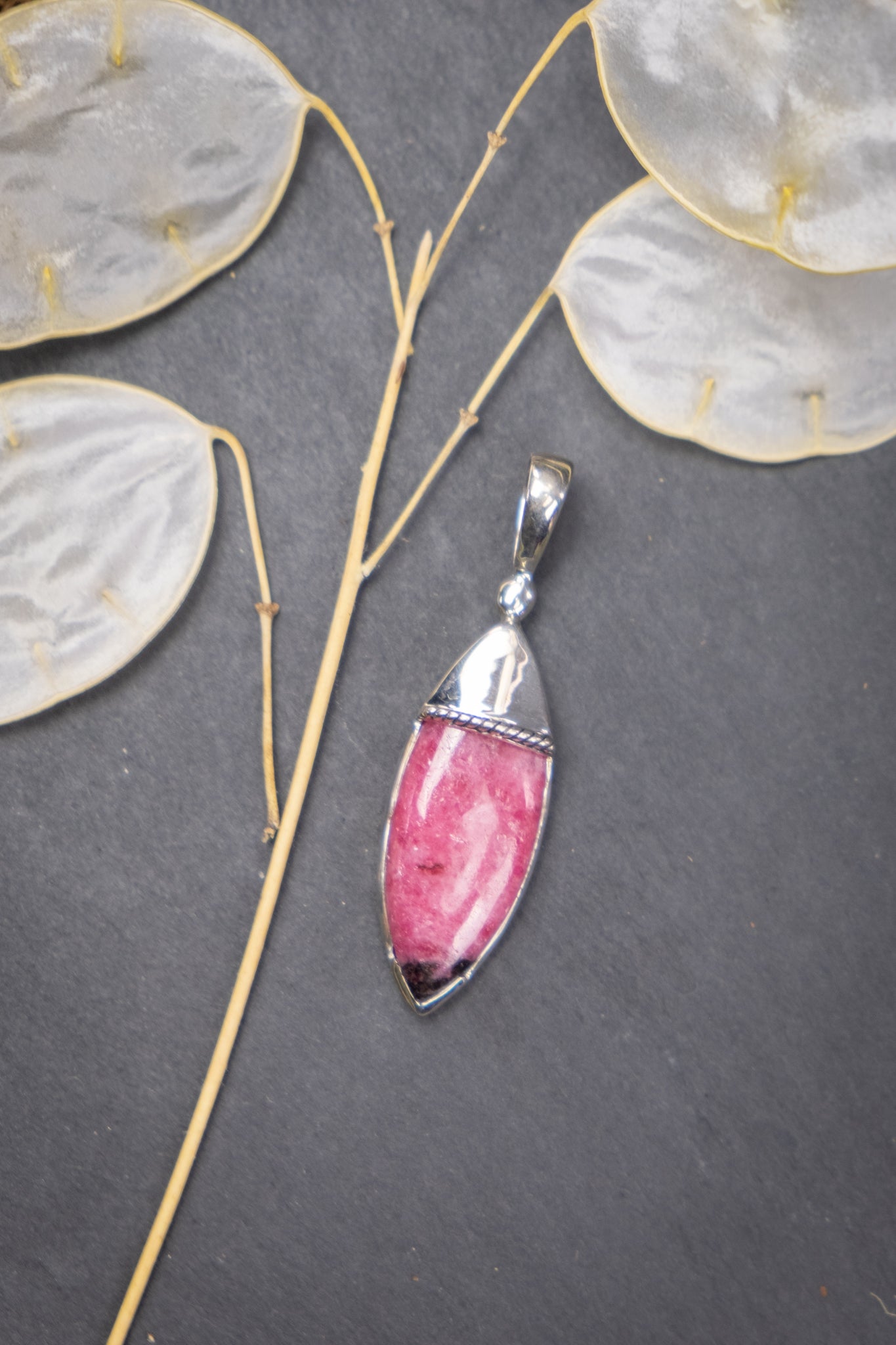 Rhodonite Sterling Silver Pendant