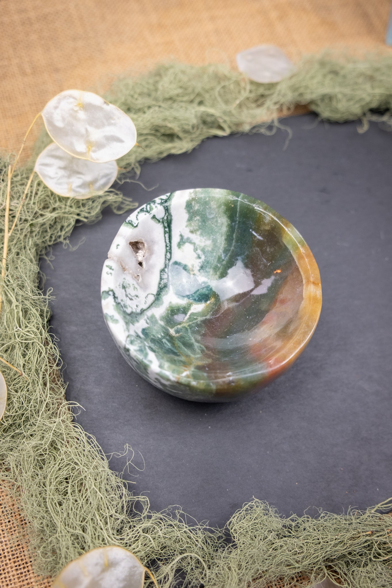 Moss Agate Drusy Bowl