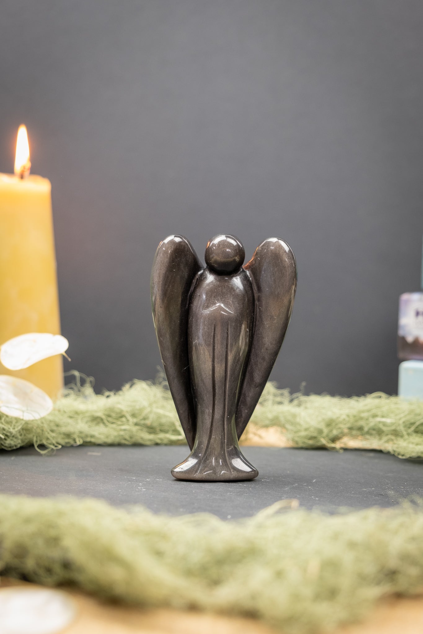 Silver Sheen Obsidian Angel, Large