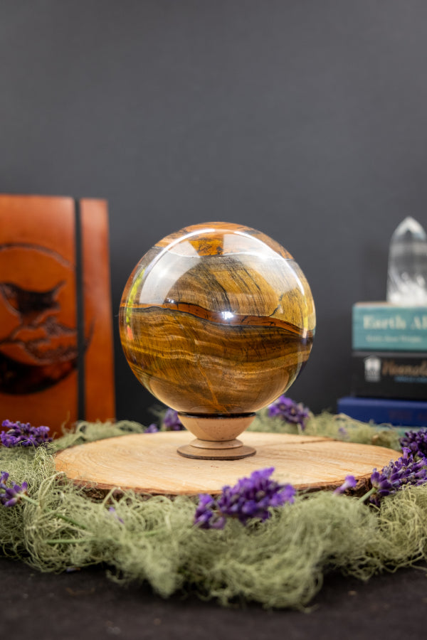 Tigers Eye Sphere, Golden Brown Crystal Ball, Tiger Eye Gemstone, Protective Stone, Grounding and Confidence Boosting Energy Crystal