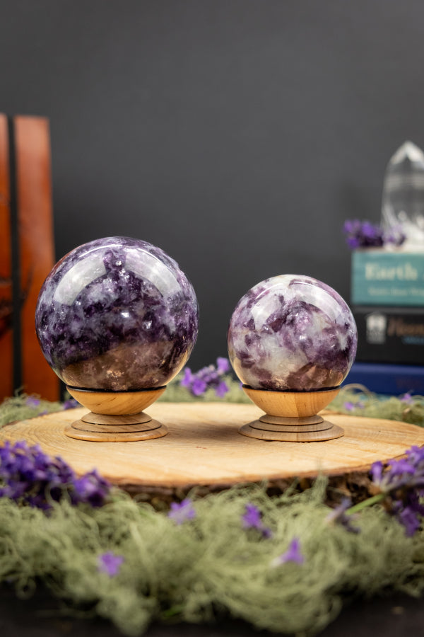 Soothing Lepidolite Sphere Mica Flashes, Calming Gemstone Sphere, Emotional Healing Crystal, Lepidolite Gem Stone, Mica Lepidolite Sphere