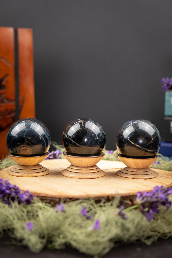 Blue Tiger's Eye Sphere, Soothing Crystal Ball, Calm Mind, Intuition, Throat Chakra, Stress Relief, Protection, Focus, Confidence.